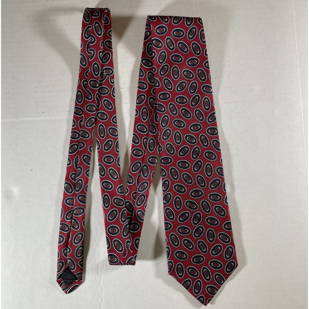 Ferrell Reed for‎ Nordstrom Red Silk Tie with Oval Pattern